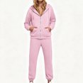 thumbnail image 2 of Women 2 Piece Outfits Sweatsuit Full Zip Hooded Sweatshirt Jacket Jogger Pants Casual Loose Tracksuit Set with Pockets for Workout Jogging Daily Street Going‑out Wear S, 2 of 9