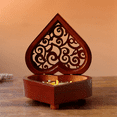 thumbnail image 6 of F-Heart Shape Vintage Wood Carved Mechanism Musical Box Wind Up Music Box, Christmas/Birthday/Valentine's Day, 6 of 7