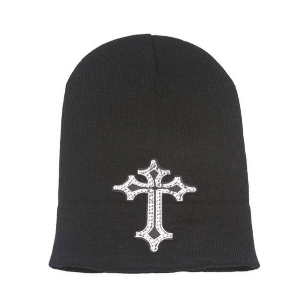 Winter Cuffless Beanie W  Studded Cross - Walmart.com - Walmart.com