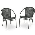 thumbnail image 5 of 2 Pack Black Wicker Chairs, Modern Patio Club Chairs with All-Weather PE Rattan for Garden, Porch, and Poolside, Stackable Dining Chairs for Indoor/Outdoor Use, 5 of 5