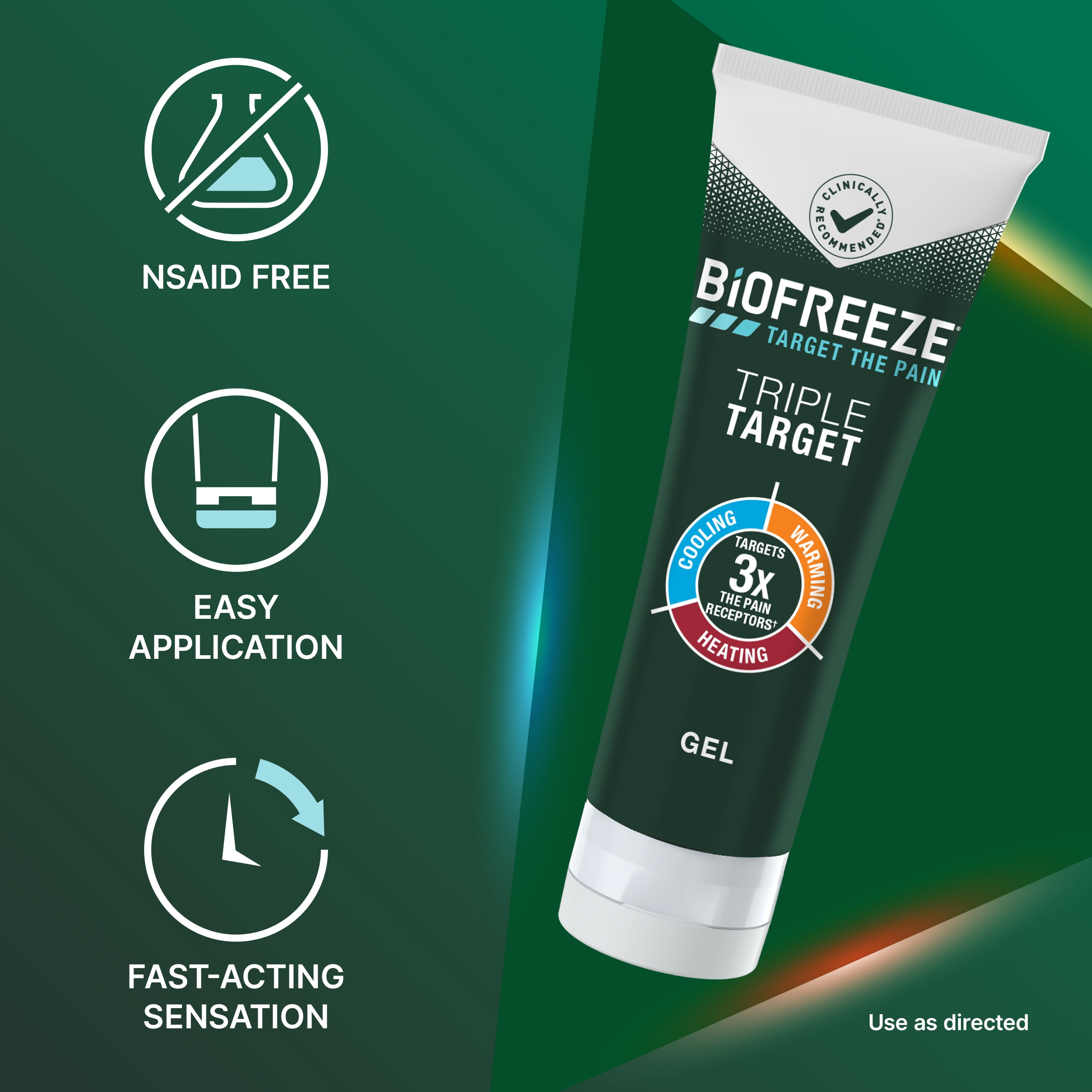 (2 pack) Biofreeze Triple Target Muscle & Arthritis Pain Relief Gel with Menthol, Camphor, & Capsaicin, 3 Fl Oz