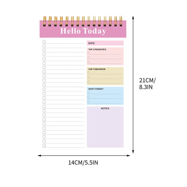 Undated Daily Planner Notepad, to Do List Notepad Spiral for Task Management and Daily Goals, Productivity Organizer for School, Office and Home Use, 52 Sheets
