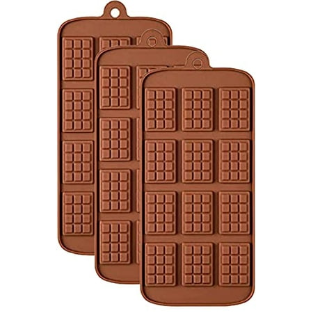 

3 PACK Silicone Mini Rectangle Thin Waffle Chocolate DIY Mold - Break-Apart Chocolate Chip Silicone Mold