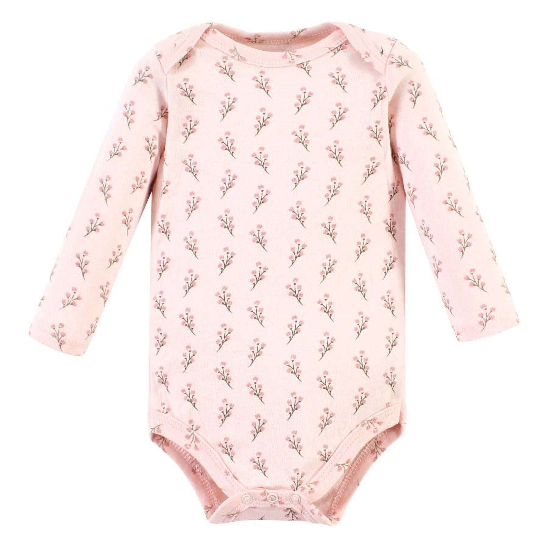 Hudson Baby Girl Cotton Long Sleeve Bodysuits, 3-Pack, Sizes Newborn-24 Months