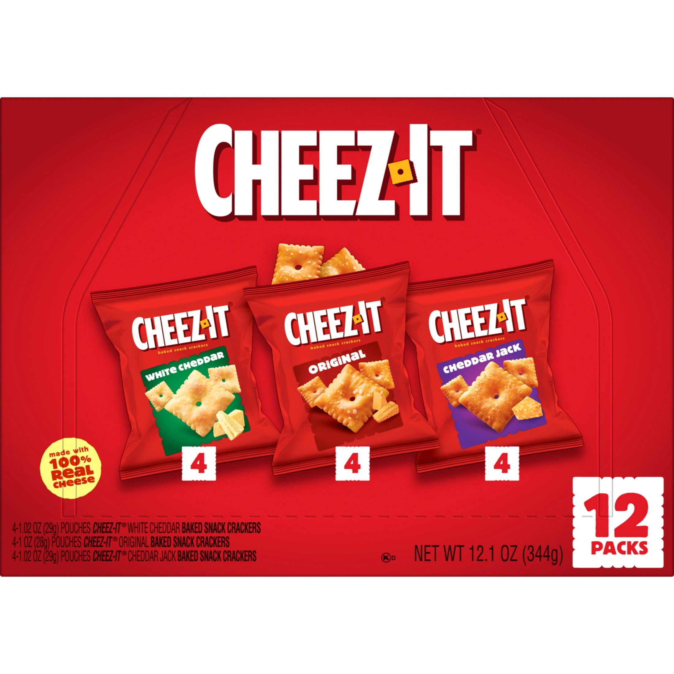 Cheez-It Variety Pack Cheese Crackers, Baked Snack Crackers, 12 Count