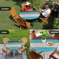 thumbnail image 5 of Round Fitted Tablecloth with Elastic Teal Blue Brown Wood Grain Tablecloths Farm Barn Wooden Stripes Patio Table Cover for Kitchen Dinner Party Picnic Decor Fits Tables up to 36"- 44" Diameter, 5 of 9