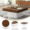 thumbnail image 4 of Tribesigns Square Coffee Table with LED Lights, 35-Inch Living Room Tables for Living Room, Wooden Center Table Cocktail Table for Home (Brown & White), 4 of 5