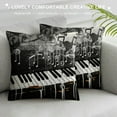 thumbnail image 3 of Nawypu  Piano Keyboard Pillow Cover Musical Instrument Music Notes Decor Cushion Cover for Teens Adults Musical Theme Street Art Graffiti Cushion Case for Living Room Black White, 3 of 5