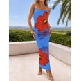 thumbnail image 2 of Vestido largo ZESICA para mujer, estampado floral, tirantes finos, color azul, 2 of 7
