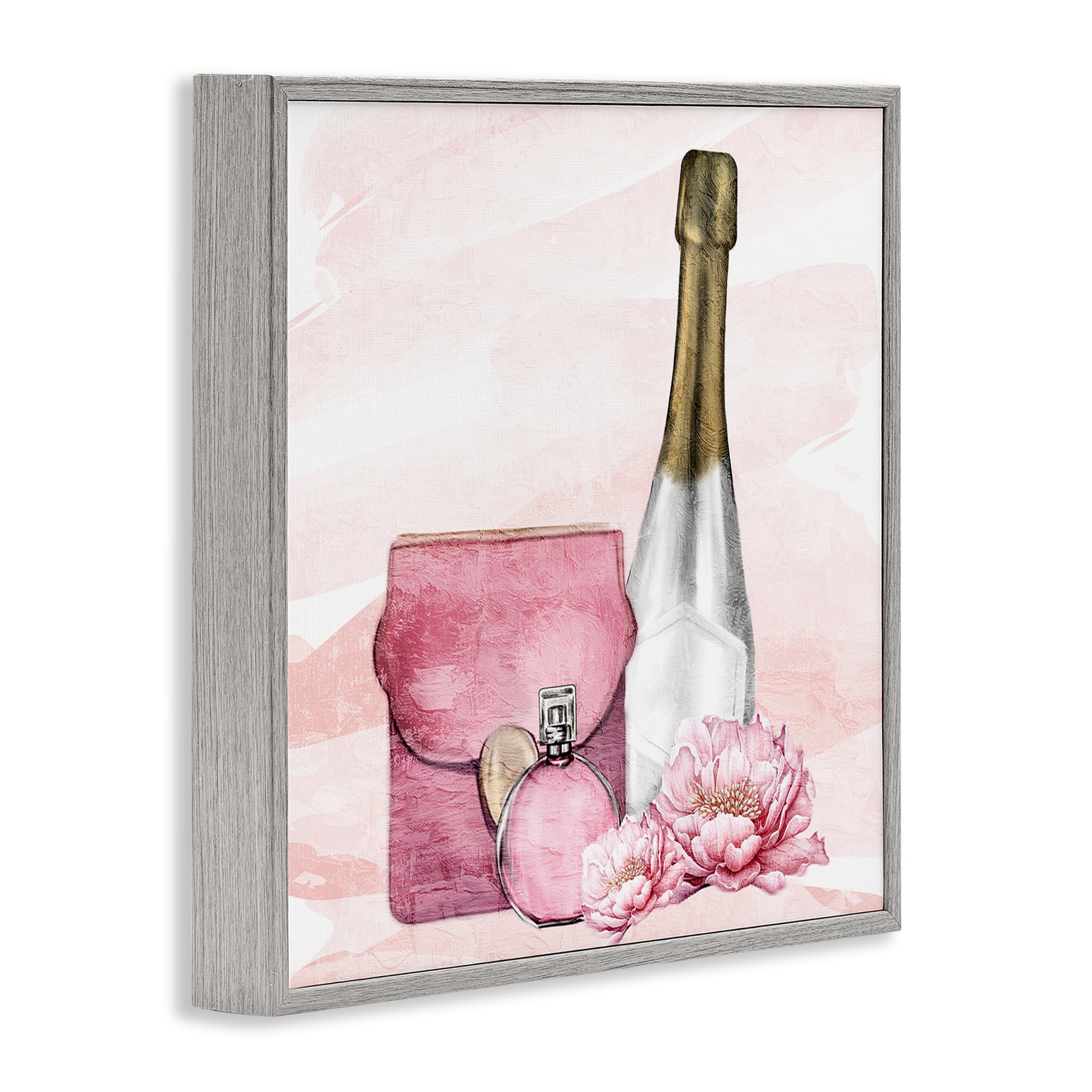 Stupell Industries Glam Time Champagne Gray Framed Giclee Art, design by Kim Allen