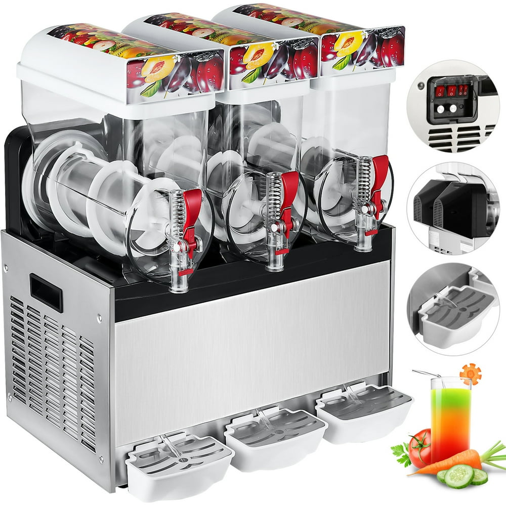 VEVOR 15Lx3 Tank Commercial Slushy Machine 500W Frozen Drink Machine