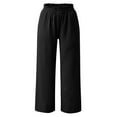 thumbnail image 4 of AOMPMSDX Women'S Pants Ladies Lotu Leaf High Waist Ice Silk Wrinkled Pants Elegant Casual Wide Leg Loose Pants Black Daily Trousers XL, 4 of 6