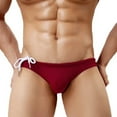 thumbnail image 3 of OGLCCG Men's Swim Briefs Low Waist Solid Color Bikini Swimwear for Men Summer Beach Swimsuit Swimming Briefs with Drawstring, 3 of 6