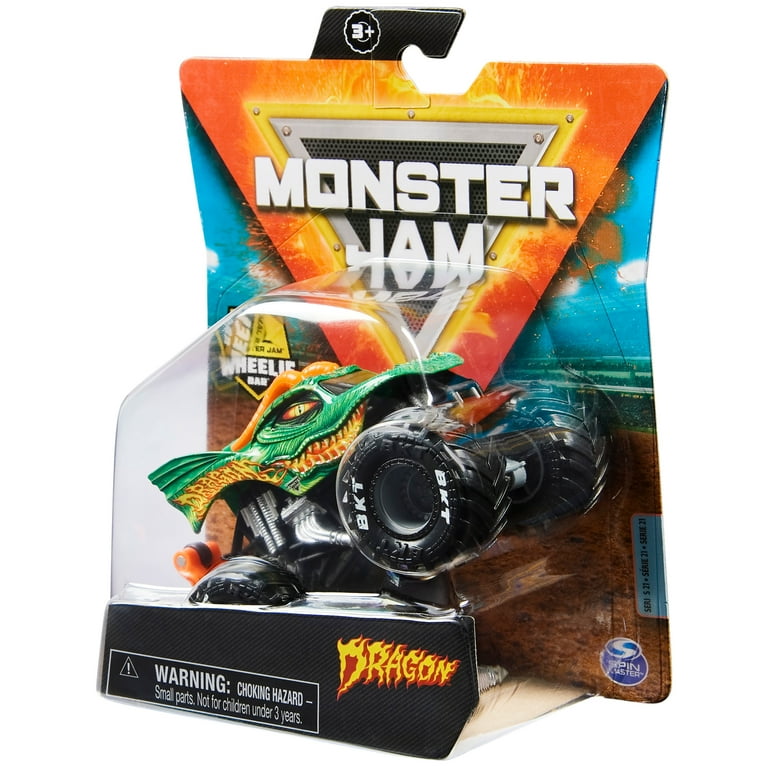 Monster Jam 1:64 Scale Dragon Monster Truck, Die-Cast, Wheelie Bar