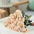 thumbnail image 3 of Artificial Flowers 10 PCS Silk Roses with Long Stems Faux Realistic Roses for Wedding Bouquets Table Centerpieces Party Home Decor(Champagne), 3 of 4