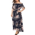 thumbnail image 1 of Collation des Grades Dress Plus Size Mode Femmes Robe à Manches Courtes Imprimée Florale à une Épaule Robe Midi Robes pour Femmes Invité de Mariage en Liquidation, 1 of 9