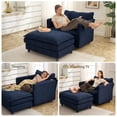 thumbnail image 6 of Muumblus Oversized Lounge Chair with Ottoman, Plush Cloud Accent Armchair for Living Room, Bedroom, Blue Chenille, 6 of 10