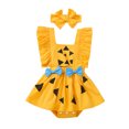 thumbnail image 1 of TheFound Baby Girl Halloween Outfit Triangle Print Ruffled-Sleeve Romper,0-24 M, 1 of 8