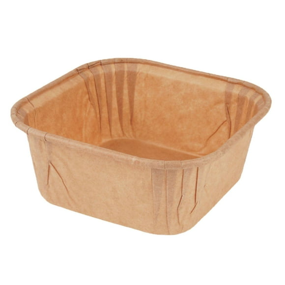 (Brown)50Pcs Muffin Cup Easy to Release Disposable Non-stick Roll-rim Design Baking Paper Thickened Square Cake Cupcake Baking Cups