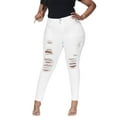 thumbnail image 6 of Gocolloa Womens Plus Size Skinny Jeans Stretchy High Waisted Ripped Distressed Ankle Jean White 24W, 6 of 6