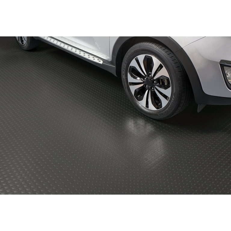 G-Floor 8.5' x 24' Coin Pattern Garage and Universal Flooring Cover & Under Car  Mat - Slate Grey 
