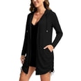 thumbnail image 2 of VBVC Women's UPF 50+ Full Zip Sun Protection Hoodie,Drawstring Beach Cover Up For Women,Ladies' Quick Dry Long Sleeve Swim Tunic with Pockets,Black,S-3XL, 2 of 8