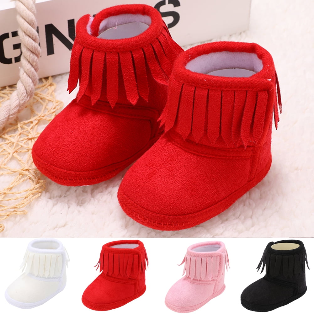 Actoyo Baby Girls Winter Tassels Boots Toddler Prewalker Shoes First