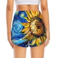 thumbnail image 3 of Picia vintage Starry Sunflower Pattern Women's 2 in 1 Athletic Running Shorts High Waisted Workout Casual Gym Sweat Shorts with Comfy Liner Zipper Pockets-Medium, 3 of 9