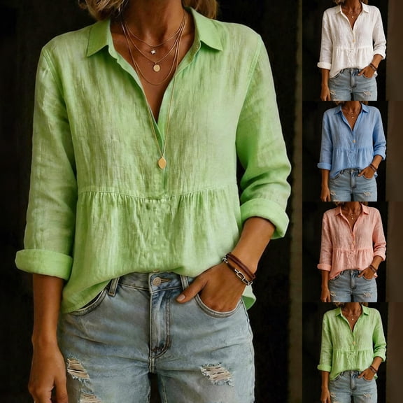 Kelon Womens Summer Tops Long Sleeve V Neck Fashion Clothes Vacation Outfits Summer Going Out Basic Tee, S