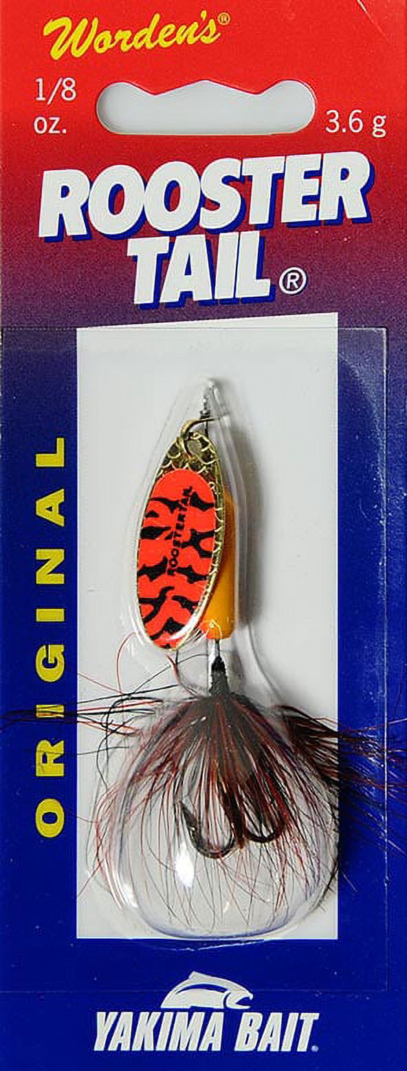 (2 pack) Rooster Tail, 1/8 oz Fluorescent Red Black Tiger