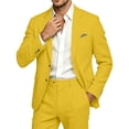 thumbnail image 5 of Dwelliawo Cotton Linen Sport Coat Summer Blazer Men Casual Business Suit Jacket | Blazer 5 Button Notch Lapel,Lightweight Linen Fabric,Soft Suit Blazer for All Day Comfort Yellow L, 5 of 7