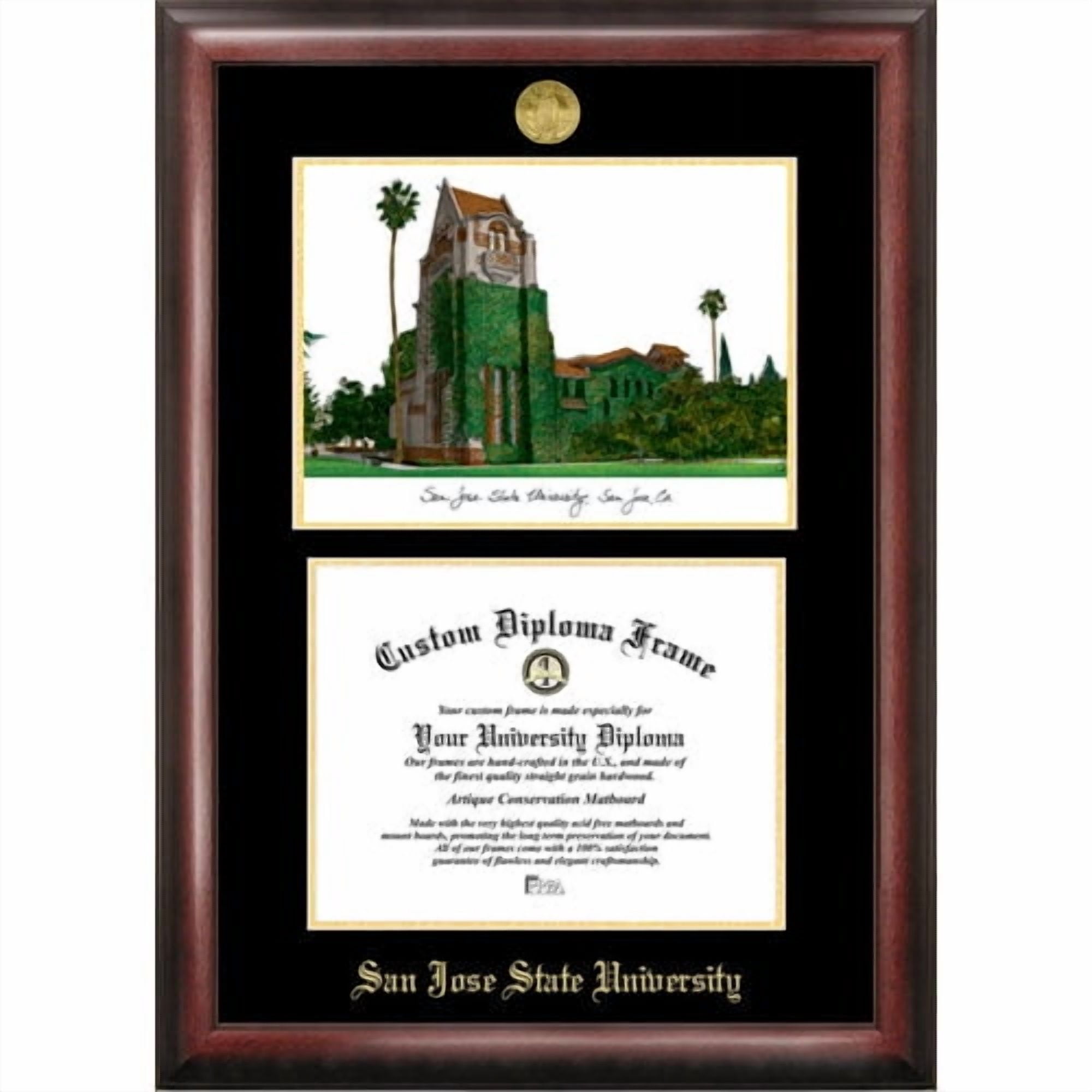 Campus Images LA988LGED-1185 8.5 x 11 in. Louisiana Tech University Gold Embossed Diploma Satin Mahogany Frame with Lithograph
