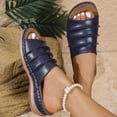 thumbnail image 5 of Xucatan Women's Ruched Strap Wedge Sandals, Cushioned Footbed Open Toe Slippers with Contoured Insole, Round Toe Casual Summer Shoes, Versatile Solid Color Design for Beach Outdoor Gift, 5 of 9