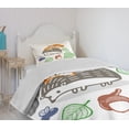 thumbnail image 4 of Ambesonne Hedgehog Quilted Bedspread Set 2 Pcs, Colorful Animal Food, Twin Size, Multicolor, 4 of 6