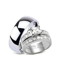 His and Hers Wedding Ring Set Stainless Steel Wedding Rings