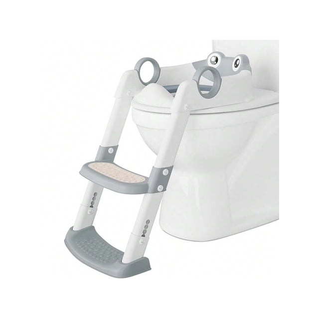 Potty training seat con step stool ladder para toddlers: anti - slip, safe pads, y adjustable height legs (gray/green)