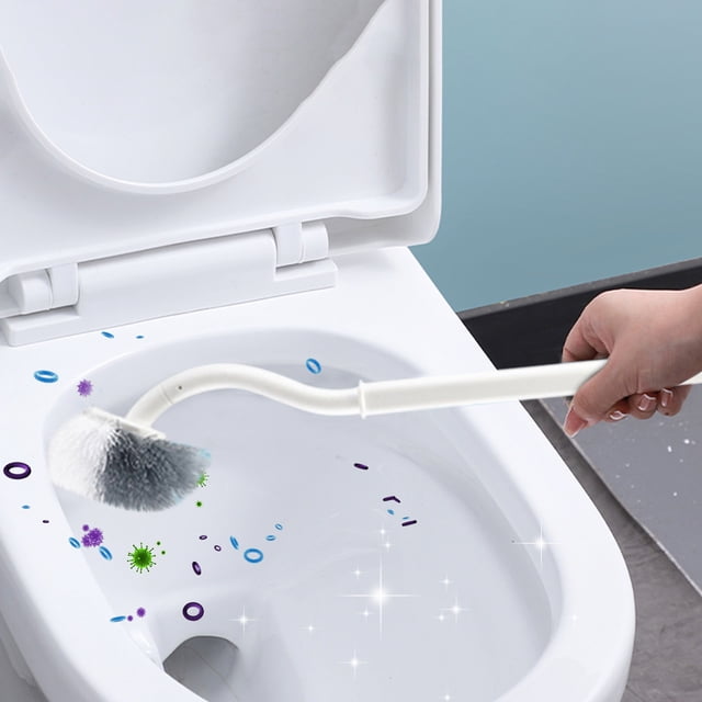 Vrorvz Toilet Brush Set with S-shaped and 360 Degree Brush Head TPR Soft Bristles for Complete and Three Piece Set with Space-saving Design and Ventilation Features