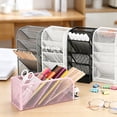 thumbnail image 5 of Dusknt Desk Mesh Pancil Organizer, Pancil Holder, Makeup Storage Box Cosmetic Organizer Rack, Ofice Desktop Organizer with 5 Compartments, Markers Pan Holder for Home, Pink, 5 of 9