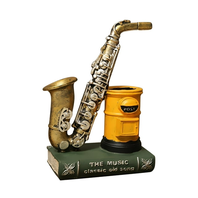 Cadeaux Musicaux pour Amateurs de Musique, Instrument de Musique Rétro avec Design en Résine - Sculpture de Violon Vintage Statue de Saxophone Cadeau