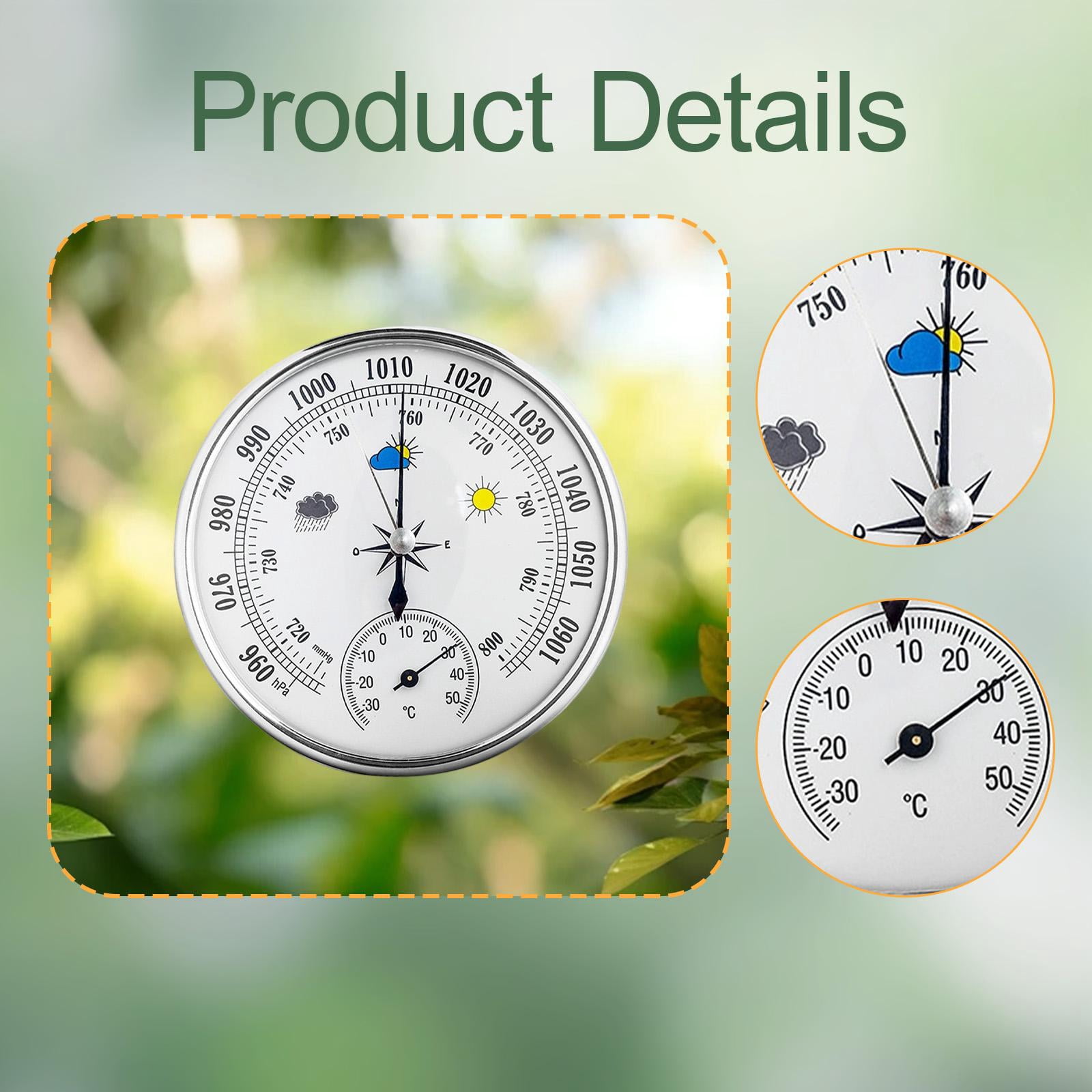 QSTDGVPW with Dial And Thermometer for Fishing Boats, Portable, 2-in-1, Mechanical Clock Movement, , Wall Decoration for Indoor And Outdoor Use