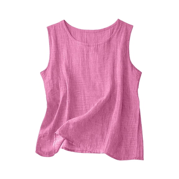 Linen Tank Tops for Women Casual Loose Camisole Sleeveless Gauze Shirts Plus Size Boho Spring Summer 2026 Clothing, Light pink M
