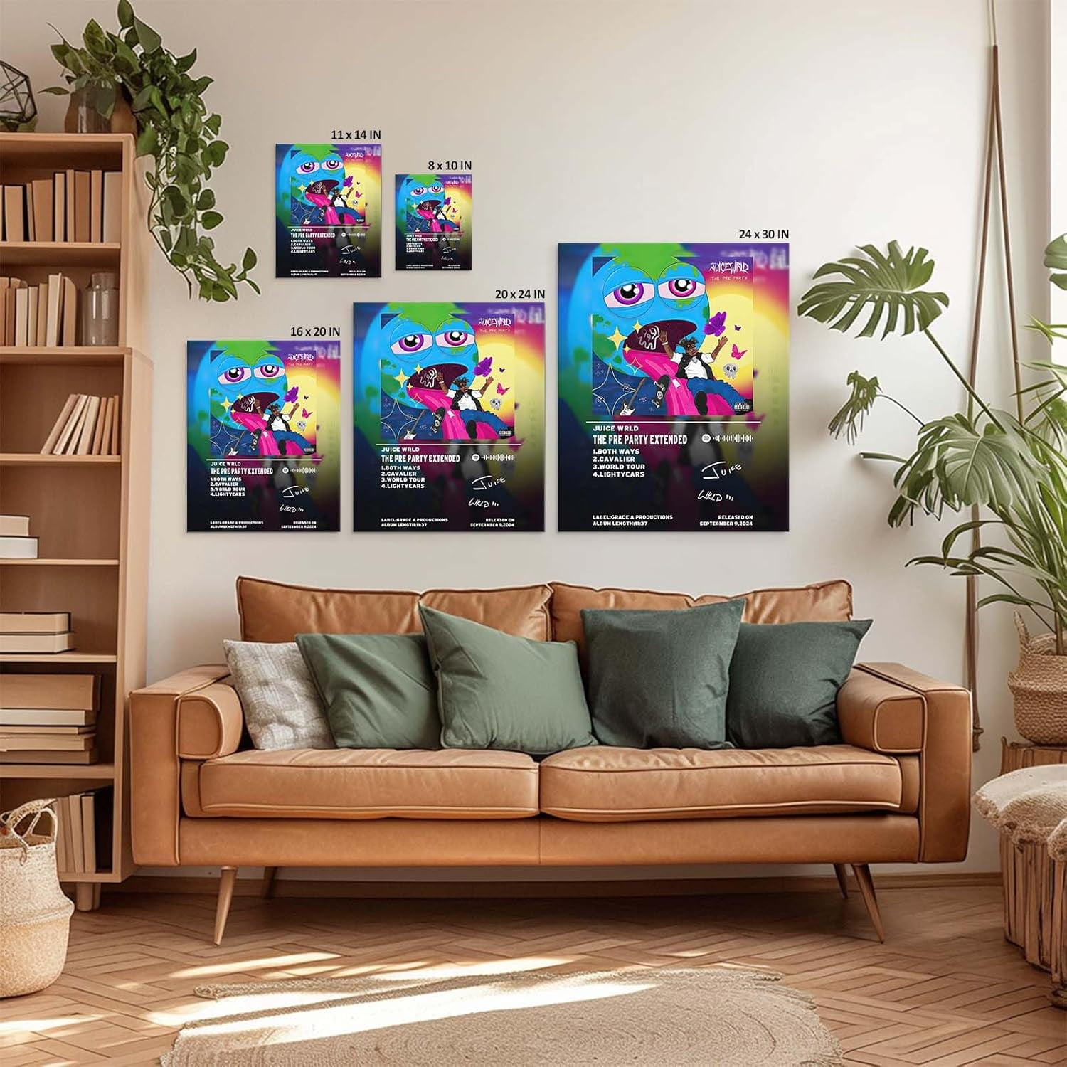 P&L Art Juice Wrld The Pre Party Extended Canvas Wall Art, Rapper Singer Album Cover and Poster Framed Print Art, Aesthetic Picture Print Art for Bedroom or Landscape Office Room Decor Gift 11x14inch