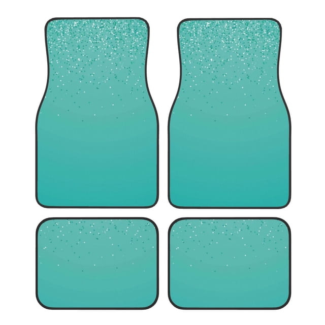 Fotbe Turquoise Glitter Juego de 4 Tapetes para Auto con Estampado – Alfombrillas de Goma Reforzada, Diseño Antideslizante, Protección para Todo el Año – Vehículos, Autos, Camionetas y SUVs