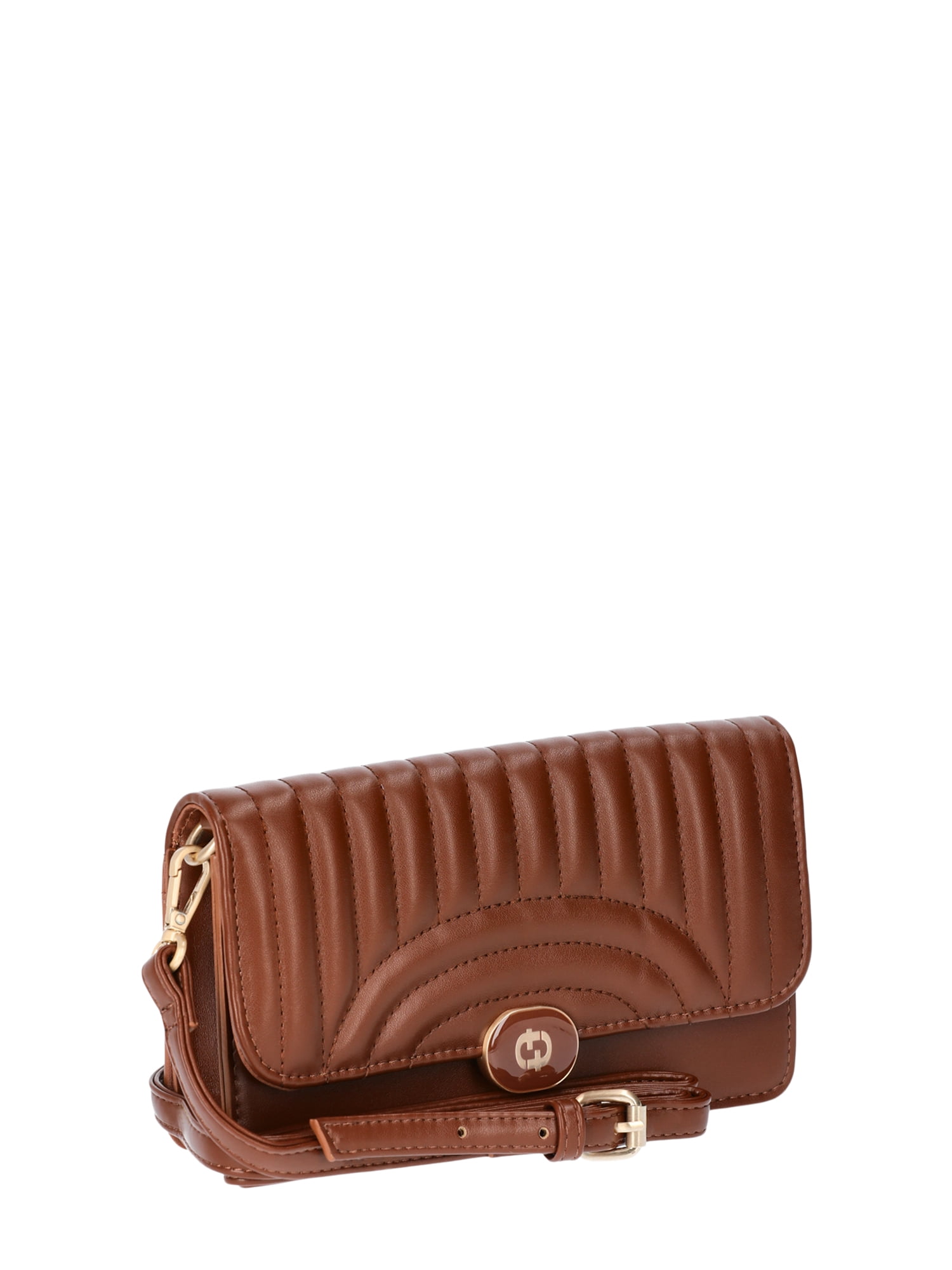 Time and Tru Women's Gigi Quilted Flap Top Wallet, Cognac
