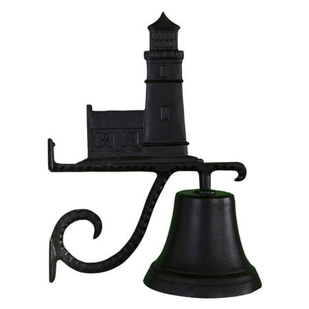 Lighthouse Bell - Cast Bell with Black Cottage Lighthouse Ornament