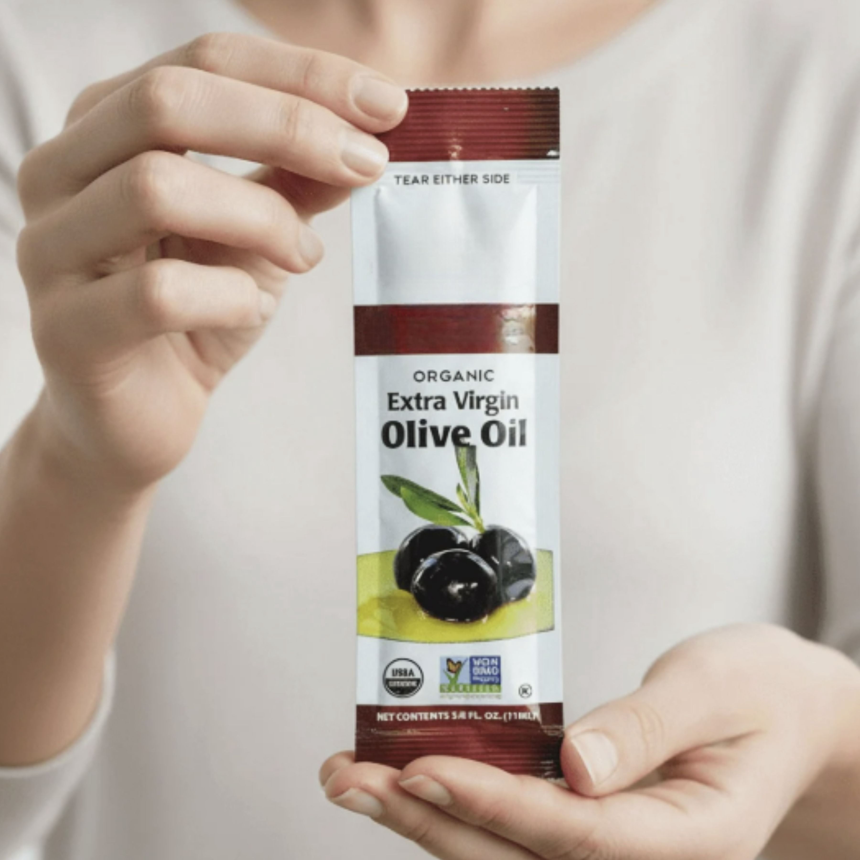 Organic Extra Virgin Olive Oil Packets – 15 Count | Single Serve Portion Control | .375 fl oz Each | Restaurant & Takeout Use