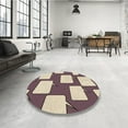 thumbnail image 4 of Ahgly Company Machine Washable Indoor Square Transitional Velvet Maroon Purple Area Rugs, 4' Square, 4 of 7