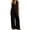 Black, variant on Elara Women's Summer 2 Piece Outfits Sleeveless V Neck Button Vest Top High Waisted Wide Leg Pants Set, Casual Loose Loungewear for Vacation Daily Wear
