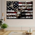 thumbnail image 3 of 2D Flat, 1pc Rustic American Flag & Deer Hunting Art Poster - Thick Wood Framed Waterproof Canvas Wall Decor, Patriotic Wildlife Stag (Male Deer) with Antlers - Farmhouse, for Cave, 3 of 7