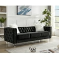 thumbnail image 3 of Gewnee Black 3-Seater Velvet Accent Chair - Solid Eucalyptus Frame, Acrylic Crystal Legs, Removable Cushions & Pillows for Living Room/Bedroom, 3 of 11